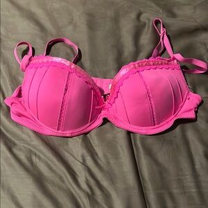 Pink Lace Trim Bra